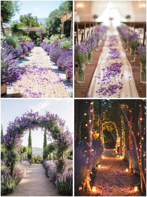 Lavender Wedding Aisle, Wedding Theme Ideas Purple, White And Lavender Wedding Decorations, Fall Wedding Lavender, Ivory And Lavender Wedding, Wedding Themes Purple Lavender, Lavendar Wedding Aesthetic, Lavender Wedding Theme Decor, Lavender Summer Wedding