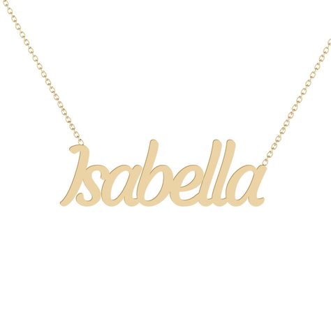 Isabella - Gold Name Necklace Solid 14K gold necklace with a 16 inch 14K gold chain. * 8mm/ 0.31inch height for the capital letter, 5mm/0.19685 inch for the lower case. Gold Chain Choker, Flower Engagement Ring, Gold Chains For Men, White Diamond Ring, Gold Name Necklace, Engagement Ring White Gold, Lower Case, 14k Gold Necklace, White Gold Necklaces