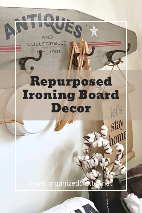 Vintage Wood Ironing Board Ideas, Vintage Ironing Board Ideas Decor, Metal Ironing Board Ideas Repurposed, Old Wash Boards Decor Ideas, Old Ironing Board Ideas Home Decor, Antique Ironing Board Ideas, Wooden Ironing Board Ideas Repurposed, Old Wooden Ironing Board Ideas, Wood Ironing Board Ideas