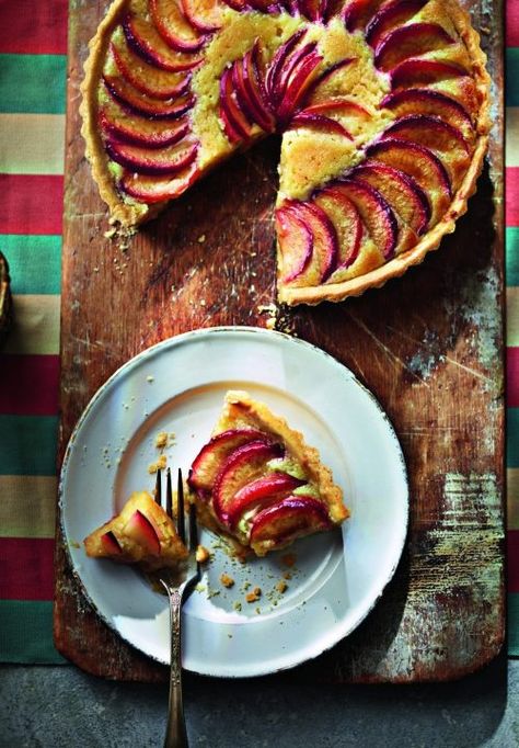 Plum Frangipane Tart - Ainsley Harriott Plum Frangipane, Plum Frangipane Tart, Frangipane Tart Recipe, Crunchy Stuffing, Baked Scalloped Potatoes, Rolled Roast, Glazed Ribs, Mediterranean Cookbook, Beef Kebabs