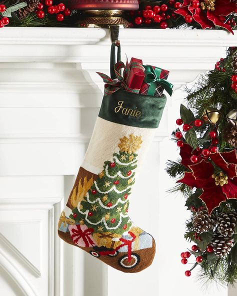 Get free shipping on Bauble Stockings x Sainty Nelsen Home For The Holidays Christmas Stocking at Neiman Marcus. Shop the latest luxury fashions from top designers. Needlepoint Stocking, Farmhouse Christmas Stockings, Diy Stockings, Needlepoint Stockings, Christmas Stockings Diy, Family Stockings, Traditional Christmas Decorations, Stocking Tree, Christmas Favorites