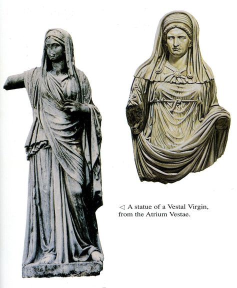 Statues of Vestal Virgins.  They were priestesses of the Roman goddess Vesta - goddess of the hearth.  They were responsible for the symbolic 'hearth of Rome'. Roman Priestess, Vesta Goddess, Goddess Vesta, Ceres Roman Goddess, Roman Women Statues, Hellenistic Sculpture, Vestal Virgin, Roman Hairstyles, Veiled Virgin Sculpture