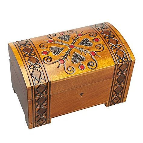 Four Hearts Handmade Wooden Box Polish Jewelry Keepsake Treasure Chest Classic Design -- Read more reviews of the product by visiting the link on the image. (This is an affiliate link and I receive a commission for the sales) Handmade Wooden Boxes, Treasure Box, Keepsake Jewelry, Lock And Key, Texture Background, Treasure Boxes, Design Jewelry, Treasure Chest, Home Gadgets