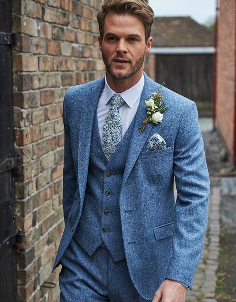 Blue Tweed Wedding Suits, Tweed Groom, Tweed Wedding, Tuxedo Colors, Light Blue Suit, Tweed Wedding Suits, Blue Suit Wedding, Light Blue Wedding, Tweed Suit