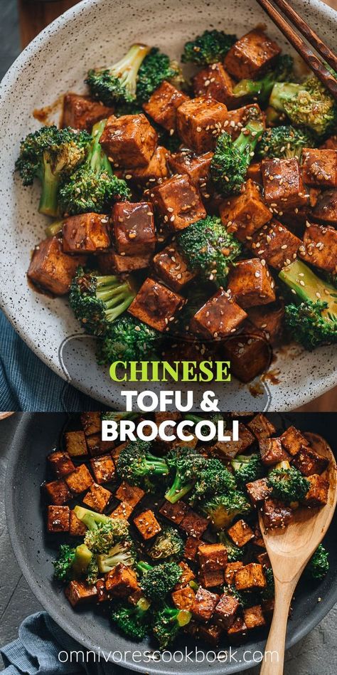 Tofu And Broccoli, Tofu Recipes Healthy, Tofu Recipes Vegan, Tofu Stir Fry, Tofu Dishes, Broccoli Stir Fry, Tasty Vegetarian Recipes, Tofu Recipes, Garlic Sauce