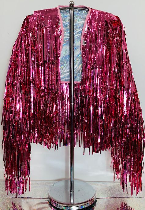 Tinsel Tassel, Tinsel Jacket, Pregnacy Fashion, Bottle Blonde, Harry Styles Outfit, Disco Glam, Clothing Studio, Taylor Swift Tour Outfits, Festival Jacket