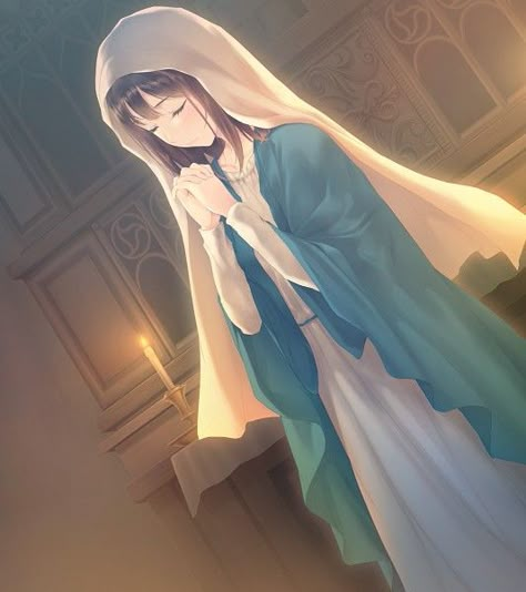 #saints #christian #anime #arts #mary #blue #aesthetic #pfp Roman Catholic Art, Virgin Mary Art, Mama Mary, Jesus Christ Art, Anime Version, Blessed Mother Mary, The Virgin Mary, Catholic School, Holy Mary