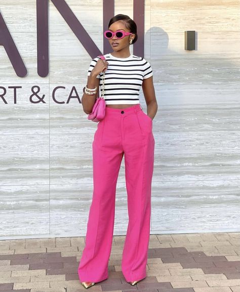 Color Factory Outfit Ideas, Lunch Outfit Ideas Classy Chic Casual, Trousers Outfit Black Women, Modest Spring Outfits Black Women, Pink Pants Work Outfit, Pink Work Outfit Office Style, Pink Corporate Outfit, Pink Trousers Outfit Classy, Pink Trousers Outfit Casual