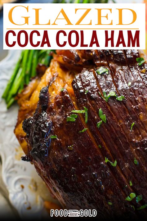 This easy Coca Cola Ham recipe uses just three simple ingredients to make a perfect Holiday ham worthy of any Southern table. When it comes to making a ham, there are quite a few specifics that help it come out moist, flavorful, and ready to be enjoyed. This coke ham recipe, unlike many others, recognizes that you may not be choosing the exact same ham that I did and tells you what adjustments to make to get the same outcome no matter what you choose. | @foodabovegold #easyeasterham Coke Cola Ham, Precooked Ham In Oven, Ham In Oven, Coke Ham, Coca Cola Ham, Oven Ham, Cola Ham, Recipes With Cooked Ham, Best Ham Recipe