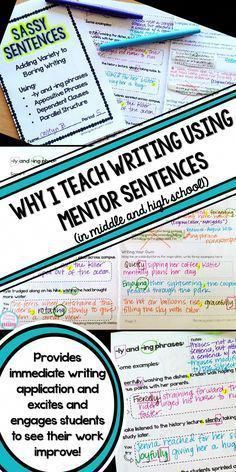 Improve student writing and grammar without boring drills! Engage students and have fun while increasing writing sophistication with Mentor Sentences, Ged Study, Ged Study Guide, 6th Grade Writing, High School English Classroom, Teach Writing, Mentor Sentences, Teaching High School English, Ela Writing, 4th Grade Writing