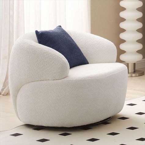 PRICES MAY VARY. ✨【360° Swivel Barrel Chair】This modern leisure arm chair with a 360 degree swivel sturdy base, offering convenience while you lounge and increasing fun to sit on. It is a perfect addition to the bedroom, living room, office, hotel lounge, and nursery room. ✨【Ergonomic Design】Our round accent sofa chair is designed with curved armrests and backrests, which provides a super comfortable experience and strong back support. You will not feel discomfort even drinking, chatting, or wat Boucle Couch, Barrel Sofa, Accent Sofa, Hotel Lounge, Chair For Living Room, Round Sofa, Swivel Barrel Chair, Swivel Accent Chair, Curved Sofa