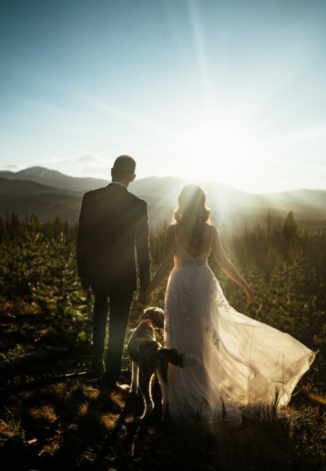 Wedding Photo Ideas With Dogs, Elopement With Dog, Wedding Photo With Dog, Wedding Pictures With Dogs, Wedding Photos With Dogs, Dog Elopement, Wedding With Dog, Dog Wedding Photos, Dogs In Weddings