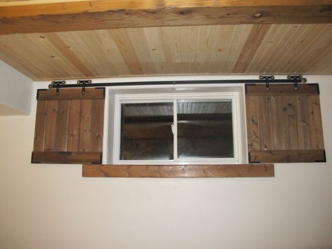 Barn Door Shutters, Door Shutters, Basement Window, House Renos, Basement Finishing, Basement Inspiration, Window Well, Basement Windows, Door Bathroom