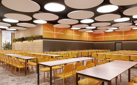 School in Tushino :: Behance College Cafeteria, Bench Designs, Architecture Interior Design, Architecture Interior, Interior Architecture Design, Interior Architecture, Interior Design, Architecture, Quick Saves