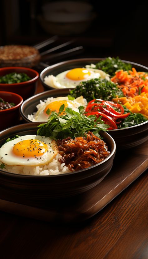 : #BibimbapBliss #ColorfulDelight #KoreanCuisine #NourishingBowl Description: Experience the joy of bibimbap through this vibrant and nourishing illustration, celebrating the flavors of Korean cuisine. Korean Food Presentation, Korean Food Photography Aesthetic, Korean Cuisine Aesthetic, Korean Dishes Aesthetic, Korean Food Wallpaper, Korea Food Photography, Bibimbap Aesthetic, Korean Cafe Food, Korean Food Photography