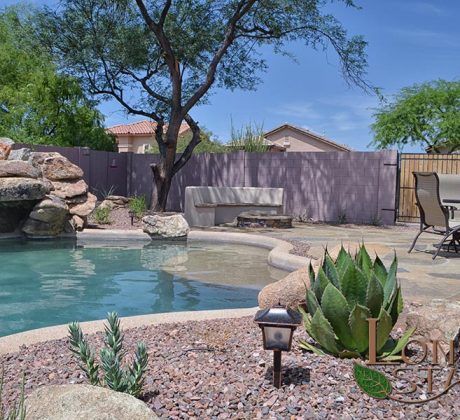 Flagstone Deck, Xeriscape Backyard, Desert Pools, Arizona Backyard Landscaping, Desert Pool, Arizona Pools, Pool Oasis, Desert Backyard, Earth Photo