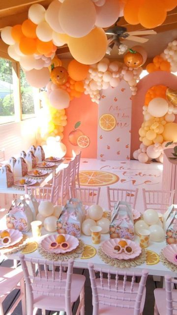 Cutie Orange First Birthday Theme, Orange First Birthday Theme, Our Cutie Is One, Cutie Pa Two Tie Birthday, Little Cutie Birthday Party, Cutie Themed Birthday Party, Blossom Birthday Party, Cutie Baby Shower Theme, Cutie Party