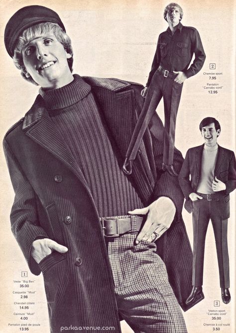 Mod young men's fashion ~ Eaton's Catalog 1966 70s Mens Fashion Catalog, Male 60s Fashion, 1960 Male Fashion, 60s Male Outfits, 1960s Male Fashion, 60s Male Fashion, Fisherman Aesthetic, 1960s Mens Fashion, 60s Mens Fashion