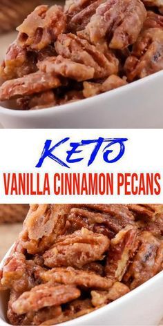 Keto Pecans - BEST Low Carb Pecan Recipe – Easy Ketogenic Diet Ideas! Low carb vanilla cinnamon pecans loved by all - easy keto recipes - keto pecans that are quick & simple. Healthy vanilla cinnamon candied pecans- gluten free, sugar free. Check out these pecans - crunchy keto cinnamon vanilla pecans. Great breakfast, snacks or desserts. Great for parties (birthday, bridal shower). #keto #ketodesserts #lowcarb Keto Thanksgiving Desserts Easy, Keto Party Snacks, Keto Pecans, Pecan Recipes Easy, Pecan Recipe, Galletas Keto, Candied Pecans Recipe, Keto Cinnamon, Cinnamon Pecans