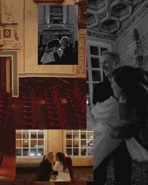 Engagement session: Phantom of the Opera meets A24 in an historic, vintage engagement session. Couples session, vintage engagement session, film inspired, cinematic photos, wedding photography, vintage wedding, theater wedding, romantic photoshoot, ornate venue, black and white photography, elegant wedding, historic venue, cinematic aesthetic, wedding inspiration. Movie Theatre Engagement Photos, Engagement Photos Moody, Cinematic Aesthetic, Standing Lights, Not Photogenic, Moody Photos, Cinematic Photos, Theater Wedding, Couple Sessions