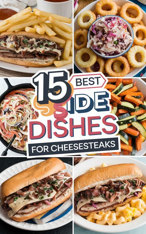 🥖🥑🍟 Elevate your cheesesteak experience with these delicious and easy-to-make side dishes! #foodgoals #tasty Blackstone Side Dishes, Ribs Side Dishes, Sides For Steak, Chicken Cheesesteak, Burger Side Dishes, Philly Cheese Steak Sliders, Spicy Buffalo Chicken, Italian Beef Sandwiches, Classic Sandwich