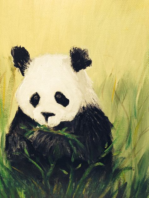 acrylic panda Panda Oil Pastel, Panda Painting Acrylic, Panda Painting, Panda Drawing, Realistic Oil Painting, Panda Art, Small Canvas Paintings, Scenery Paintings, Acrylic Painting Tutorials