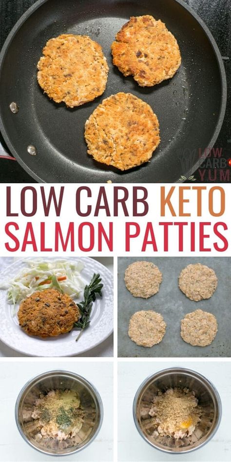 These easy salmon patties are made with pork rinds and canned meat. It's a recipe that's quick and easy to prepare. Keto Salmon Patties, Easy Salmon Patties, Low Carb Salmon Patties, Low Carb Salmon, Canned Salmon Recipes, Keto Salmon, Canned Seafood, Salmon Patties Recipe, Canned Meat