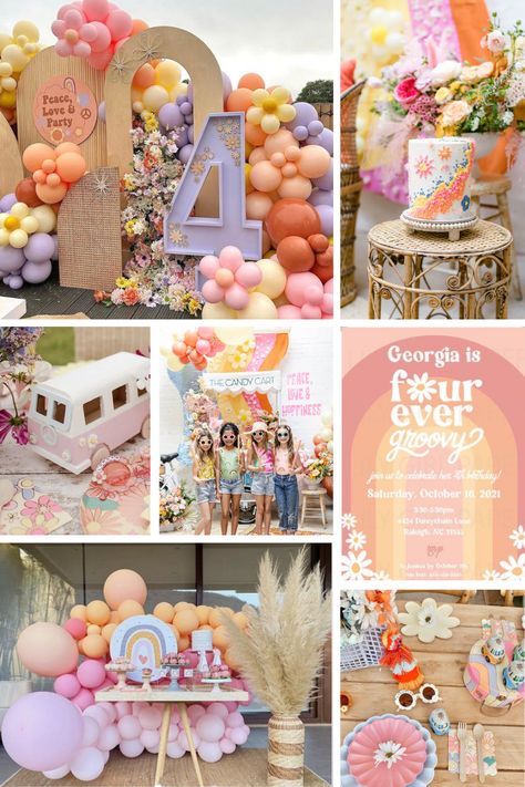 Unique 4th Birthday Party Themes for Girls and Boys | Celebrate your 4-year-old with these creative birthday ideas, including inspiration for decorations, party favors, cake, food and more! Four Year Old Girl Birthday Theme Party Ideas, Fourever Young Birthday Party Girl, Turning 4 Birthday Themes, 4yr Birthday Party Ideas, Forth Birthday Girl Theme Ideas, 4 Girl Birthday Party Ideas, Four Year Old Party Theme, Birthday Theme For 4 Year Girl, 4 Themed Birthday Party Girl