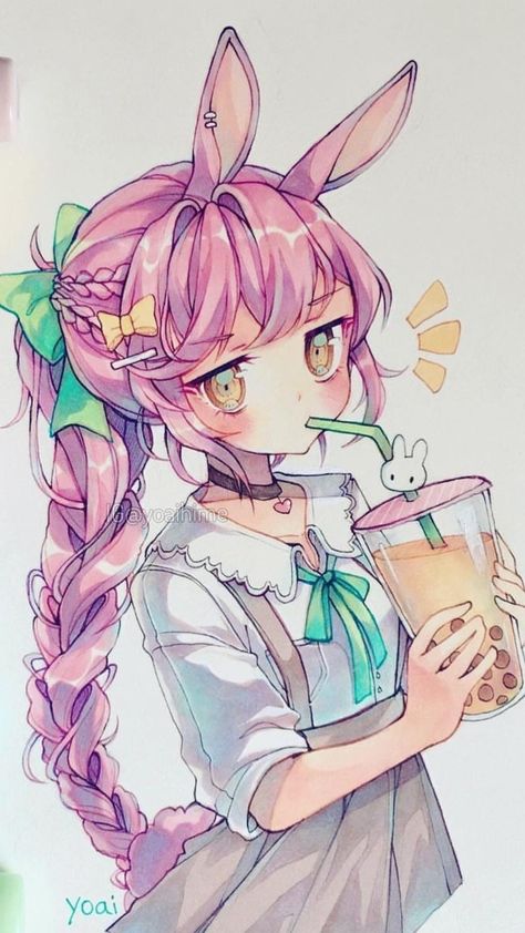 A Drawing, An Anime, Girl Drawing, A Girl, Tea, Anime, Hair, Pink, Instagram