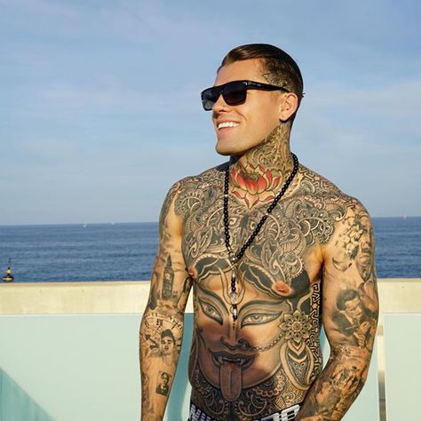 SJ x @Skullriderinc | Limited Edition Sunglass Collection Men With Tattoos, Stephan James, Stephen James Model, Tattooed Man, Stephen James, Body Suit Tattoo, Full Body Tattoo, Inked Men, The Model