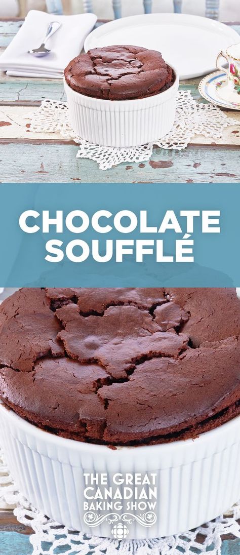 Chocolate Souffle Recipe, Canadian Baking, Ramekin Recipes, Fancy Baking, British Baking Show Recipes, British Bake Off Recipes, Souffle Recipe, Baking Challenge, Bake Off Recipes