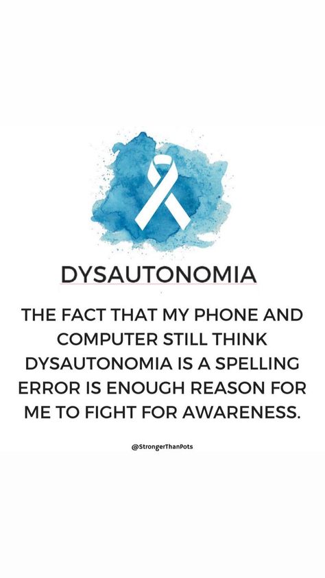 From @StrongerThanPOTS on Instagram & Facebook 💙 Autonomic Nervous System Dysfunction, Neurocardiogenic Syncope, Illness Humor, Dysautonomia Awareness, Dysautonomia Pots, Invisible Disease, Sjogrens Syndrome, Autonomic Nervous System, Chronic Migraines