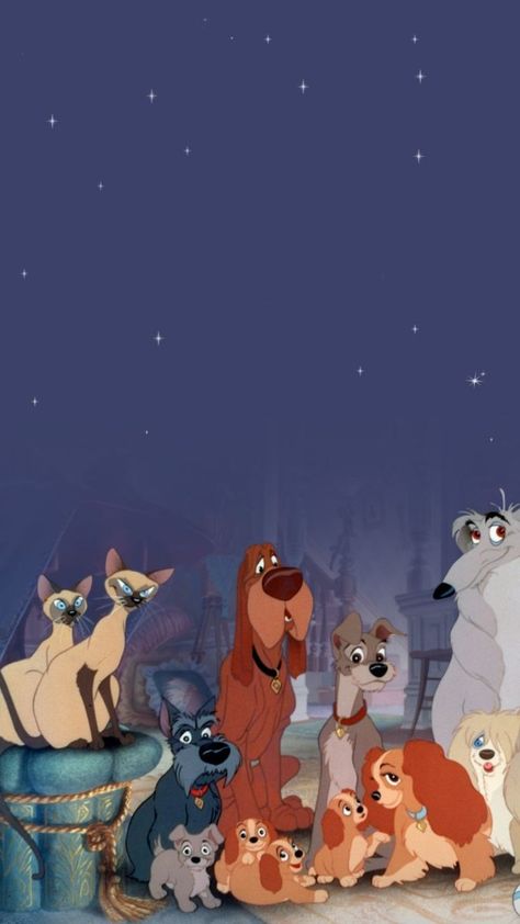 Disney Animal Wallpaper, Disney Dog Wallpaper, Disney Dogs Wallpaper, Vintage Disney Aesthetic Wallpaper, Vintage Disney Wallpaper, Lady And The Tramp Wallpaper, Disney Ipad Wallpaper, Disney Wallpaper Aesthetic, The Lady And The Tramp