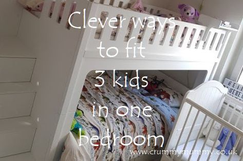 Clever ways to fit 3 kids in one bedroom 3 Kid Bedroom Shared, Small Bedroom For 3 Kids, 3 Kids Shared Bedroom, 3kids In One Room, 3 Kids One Room, 3 Kids In One Room Small Bedrooms, 3 Kids In One Room, 3 Kids Bedroom, White Nursery Furniture