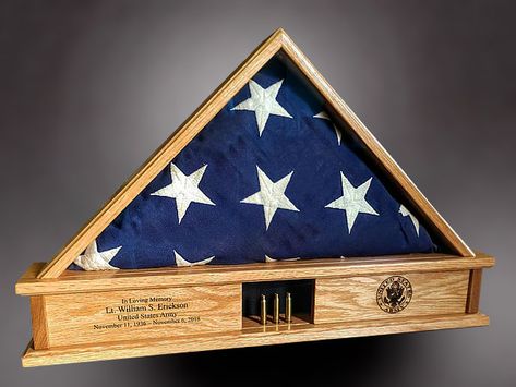 Folded Flag Display Ideas, Memorial Flag Display Ideas, Folded Flag Display, Veteran Flag Display Ideas, Flag Box Display Diy, Flag Memorial Display, American Flag Shadow Box Ideas, Flag Shadow Box Ideas, Flag Display Ideas