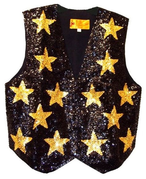 This sequin vest is handmade, high quality, original design and beautiful. Sequin vests are suitable for party, events or any occasional use. All sequin vests close with snaps in the front and the back is solid black with a strap to adjust the vest to your desired fit. Silly Clothes, Sequin Vest, Drag King, Funky Outfits, Party Events, Vest Outfits, Dream Clothes, Gold Stars, Vest Dress