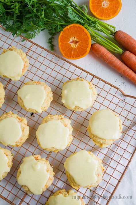 Carrot Cookies With Orange Glaze, Carrot Cookies Recipe, Cute Easy Crafts, Glaze Frosting, Cookies 2023, Soft Cake, Carrot Cookies, Yummy Desserts Easy, Butter Tarts