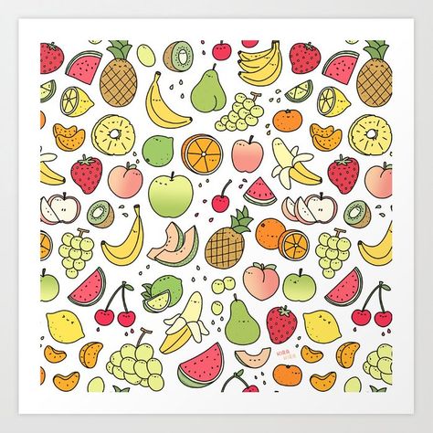 Fruits Doodle Art, Fruits Doodle Drawings, Fruit Doodle Art, Cute Fruit Doodles, Fruits Doodle, Doodle Fruit, Paint Doodles, Fruit Doodle, Doodle Canvas