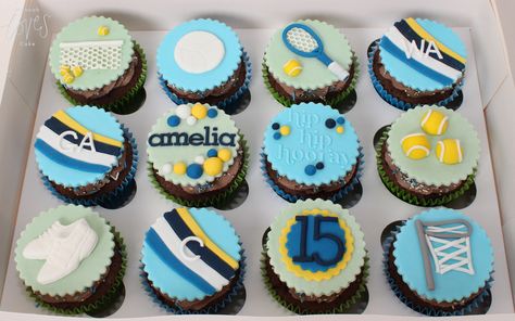 Netball Cupcakes, Fondant Toppers, Netball, Cute Desserts, Chocolate Cupcakes, Nutella, Fondant, Tennis, Cake