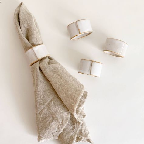 Ceramic Napkin Rings | Faire.com Ceramic Napkin Rings, Farmhouse Napkin Rings, Farmhouse Napkins, Table Settings Everyday, Family Dinner Table, Diy Ceramic, Rustic Ceramics, Keramik Design, Diy Pottery