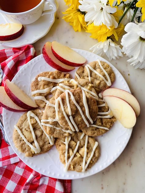 Cinnamon Apple Walnut Cookies Drop Cookie, Apple Walnut, Irish Butter, Apple Cookies, Gala Apples, No Flour Cookies, Walnut Cookies, Cinnamon Butter, Vanilla Glaze