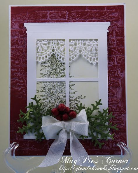 MagPie's Corner : Tis the Season.... Card With Window, Window Cards Handmade, Christmas Window Cards, Making Flowers, Simple Christmas Cards, Window Cards, Homemade Christmas Cards, Christmas Card Crafts, Flowers And Butterflies