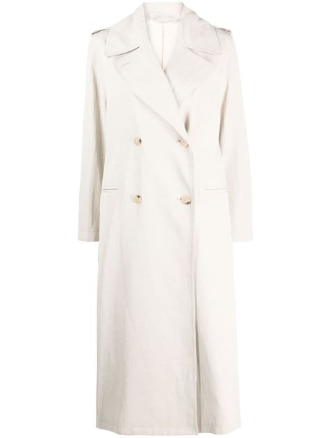 TOTEME double-breasted Midi Coat - Farfetch Summer Coat, Eggshell White, Summer Coats, Peacoats, White Coat, Double Breasted Coat, Long Coat, Double Breasted, Coats For Women