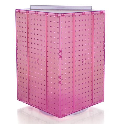 This 4-sided pegboard interlocking counter unit sits on a revolving plastic base. This display allows for easy customer access and comes in a variety of color choices to complement any decor. Easy to assemble. Color: Pink. Pegboard Jewelry Display, Pink Pegboard, Pink Office Supplies, Pegboard Display, Cash Wrap, Jewelry Booth, Earring Displays, Pegboard Organization, Booth Displays