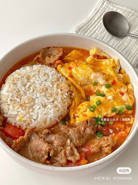 Apartment Recipes, Rice Egg, Egg Tomato, Healthy Asian, Healthy Food Dishes, Yummy Comfort Food, Healthy Food Motivation, Healthy Lifestyle Food, Makanan Diet