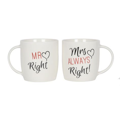 Box of 2 Mr & Mrs Mugs Wholesale Mr Right Mrs Always Right, Mr Mrs Mugs, Mrs Always Right, Gift For The Bride, Sense Of Humour, Mr Right, Ceramic Boxes, Couple Mugs, Clear Window