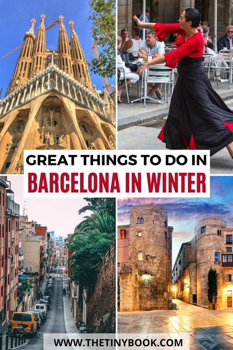 Discover the best things to do in Barcelona in winter: Sagrada Familia | Parc Guell [...] Barcelona In Winter, Best Winter Vacations, Things To Do In Barcelona, Parc Guell, To Do In Barcelona, Europe Honeymoon, La Boqueria, Hiking Europe, Visit Barcelona