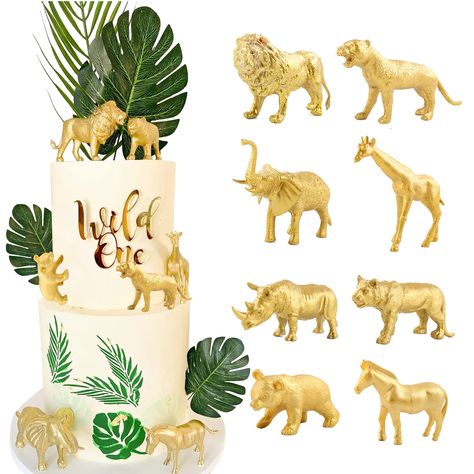 Jungle Baby Shower Cake, Safari Centerpieces, Jungle Baby Shower Decorations, Safari Baby Shower Decorations, Jungle Theme Decorations, Custom Treats, Jungle Theme Birthday Party, Animals Cake, Jungle Animals Party