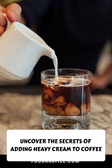 Hand pouring cream into a glass of iced coffee with text overlay "Uncover the secrets of adding heavy cream to coffee." Best Facts, Quick And Easy Weeknight Dinners, The Joy Of Cooking, Coffee Games, High Fat Foods, Cooking Game, Fat Foods, Joy Of Cooking, Cooking Games