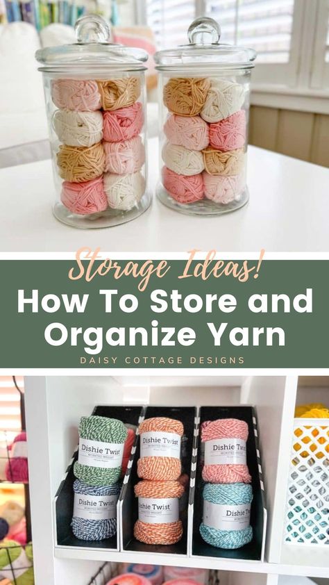 Crochet Supply Storage, Yarn Ball Storage, Organize Knitting Supplies, Yarn Storage Ideas Organizing, Yarn Stash Organization, Ways To Store Yarn, Knitting Organization Ideas, How To Store Yarn, Knitting Storage Ideas